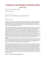 Introduction to the Philosophy and Writings of Plato